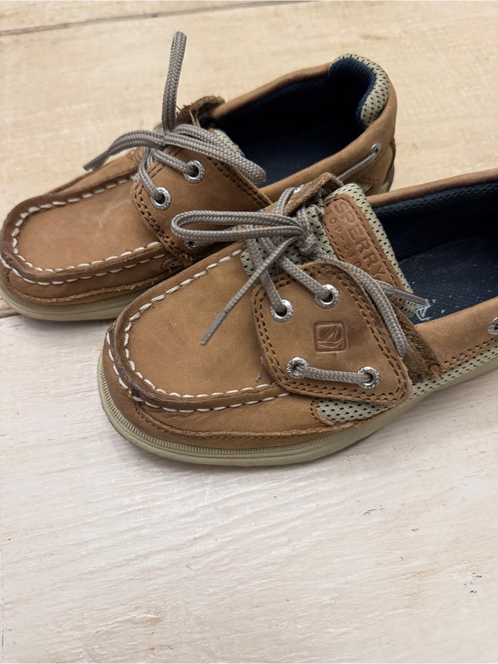 Sperry Kids Tan/Brown Leather  Boat Shoes
